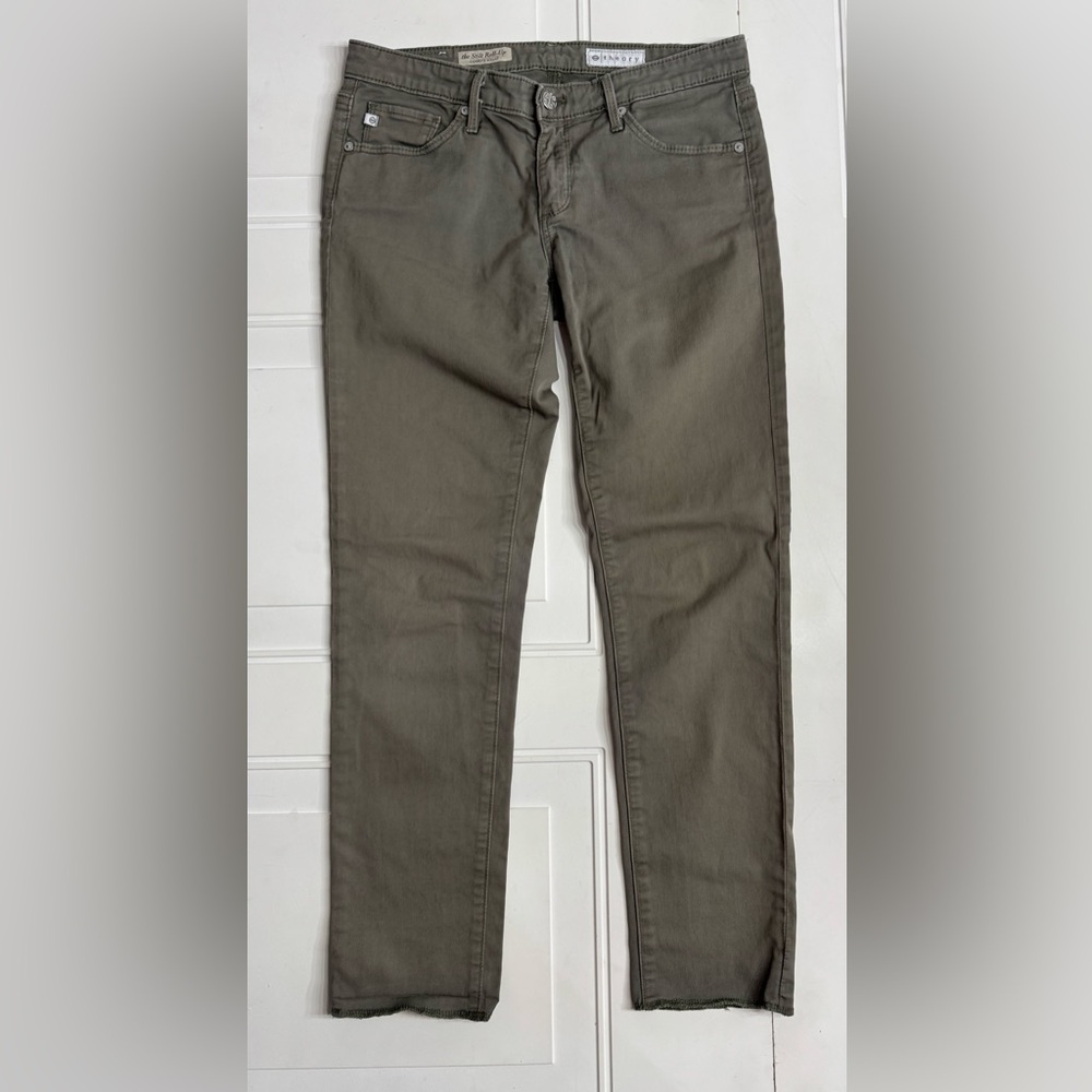 AG Adriano Goldschmied x Theory Green Gray Stilt Cigarette Roll Up Pants Sz 27R
